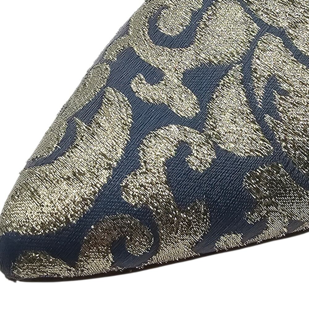 Sam Edelman Blue & Gold Metallic Augustine Jacquard Loafer Mules - Picture 6 of 10